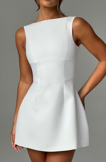 Armgard | Women's Elegant Boat Neck Mini Dress