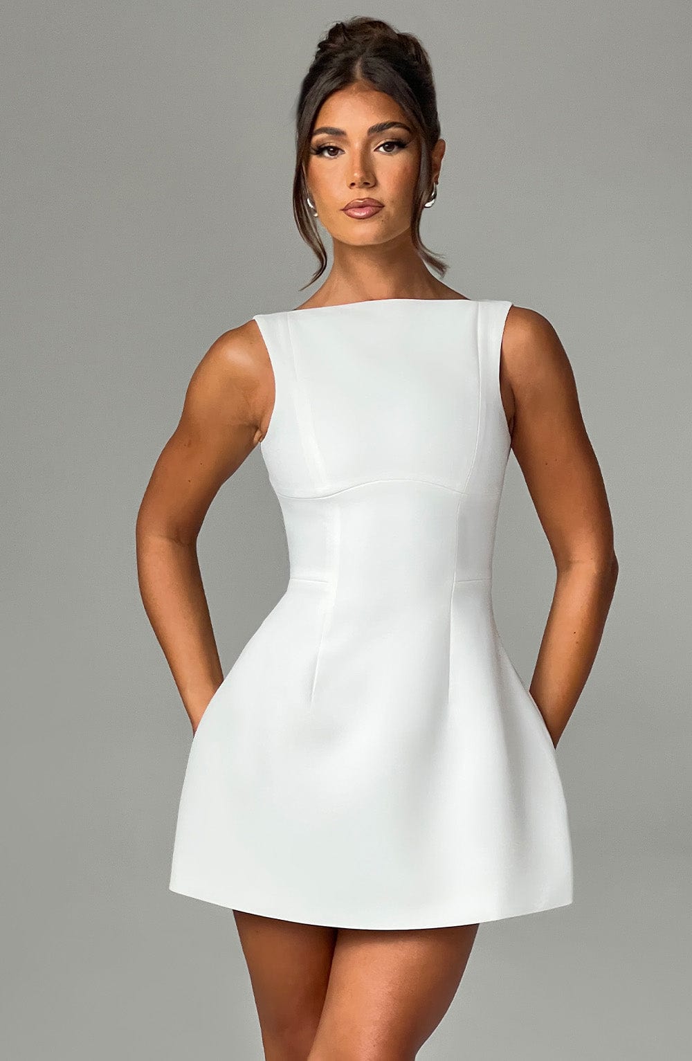 Armgard | Women's Elegant Boat Neck Mini Dress