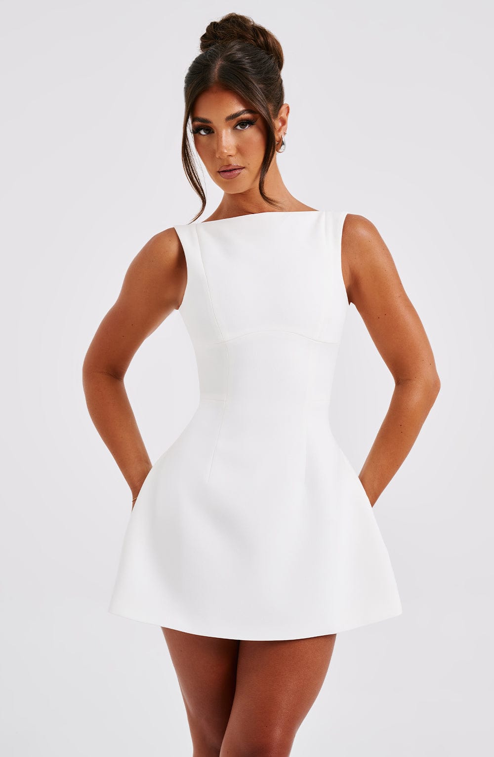 Armgard | Women's Elegant Boat Neck Mini Dress