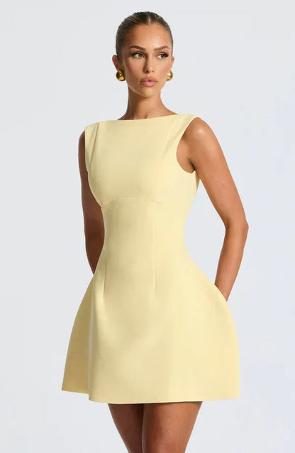 Armgard | Women's Elegant Boat Neck Mini Dress