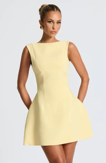 Armgard | Women's Elegant Boat Neck Mini Dress