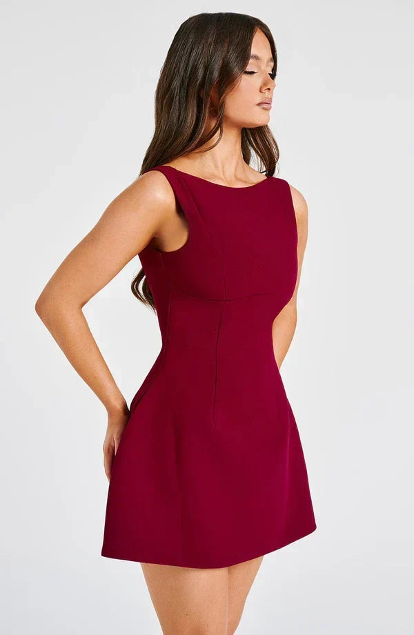 Armgard | Women's Elegant Boat Neck Mini Dress