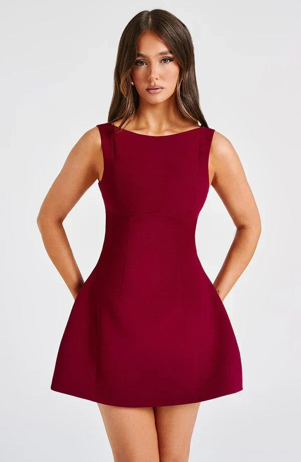 Armgard | Women's Elegant Boat Neck Mini Dress