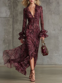 Lindsay | Women's Ruffled V-Neck Wedding Guest Dress