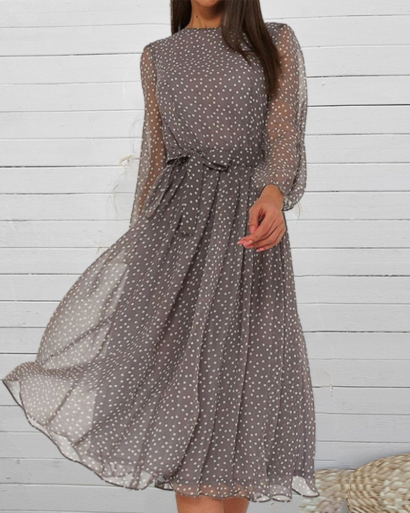 Caroline | Women's Longsleeve Midi Dress with Dots