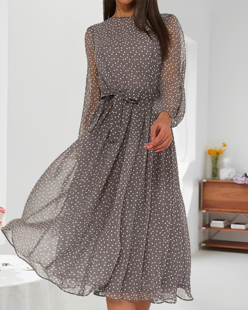 Caroline | Women's Longsleeve Midi Dress with Dots