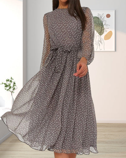 Caroline | Women's Longsleeve Midi Dress with Dots