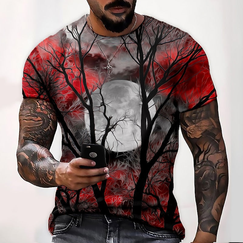 Jamie | Men's Halloween Moon Graphic Crew Neck T-Shirt