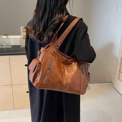 Cecily | Women's Soft Leather Multi-Zip Shoulder Bag