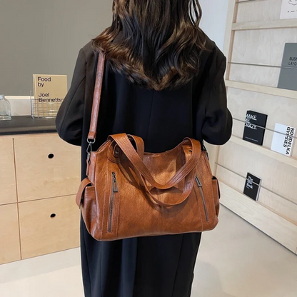 Cecily | Women's Soft Leather Multi-Zip Shoulder Bag