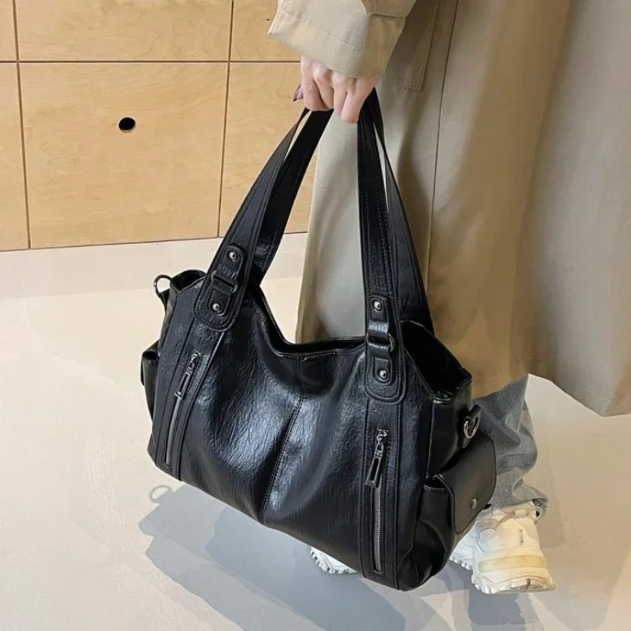Cecily | Women's Soft Leather Multi-Zip Shoulder Bag