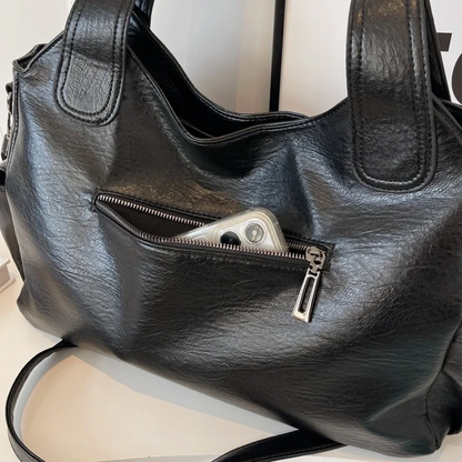 Cecily | Women's Soft Leather Multi-Zip Shoulder Bag