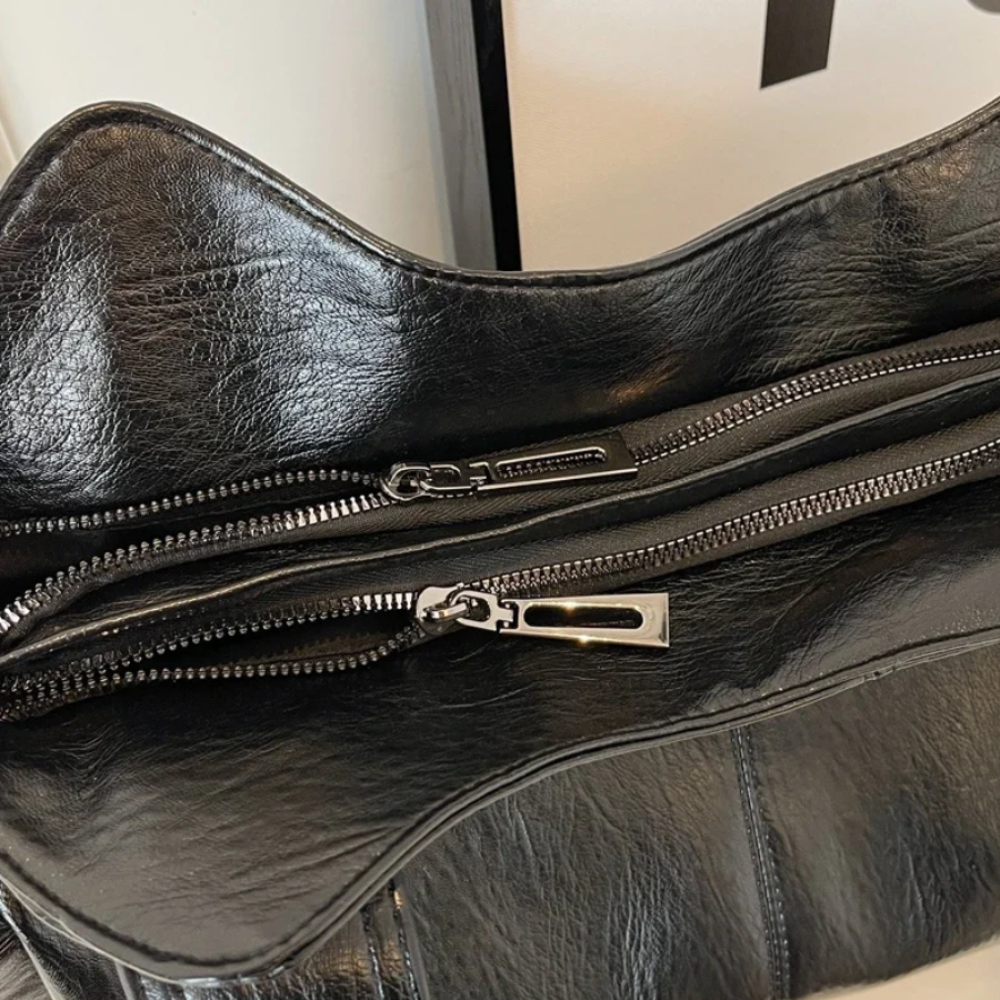 Cecily | Women's Soft Leather Multi-Zip Shoulder Bag