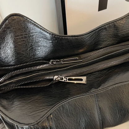 Cecily | Women's Soft Leather Multi-Zip Shoulder Bag