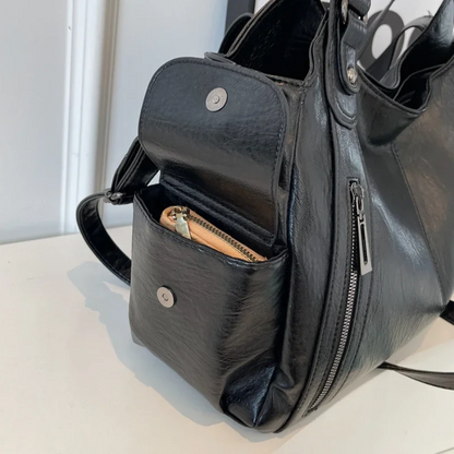 Cecily | Women's Soft Leather Multi-Zip Shoulder Bag