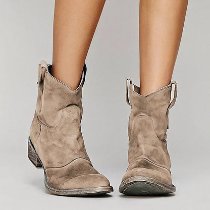 Christine | Women's Casual Suede Zip Ankle Boots with Low Heel
