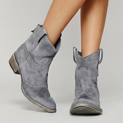 Christine | Women's Casual Suede Zip Ankle Boots with Low Heel