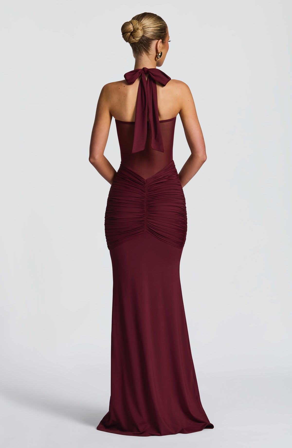 Christine | Women's Ruched Halter Neck Evening Maxi Dress