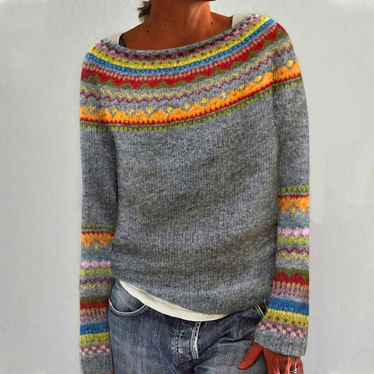 Cordelia | Women's Fair Isle Knitted Crewneck Sweater