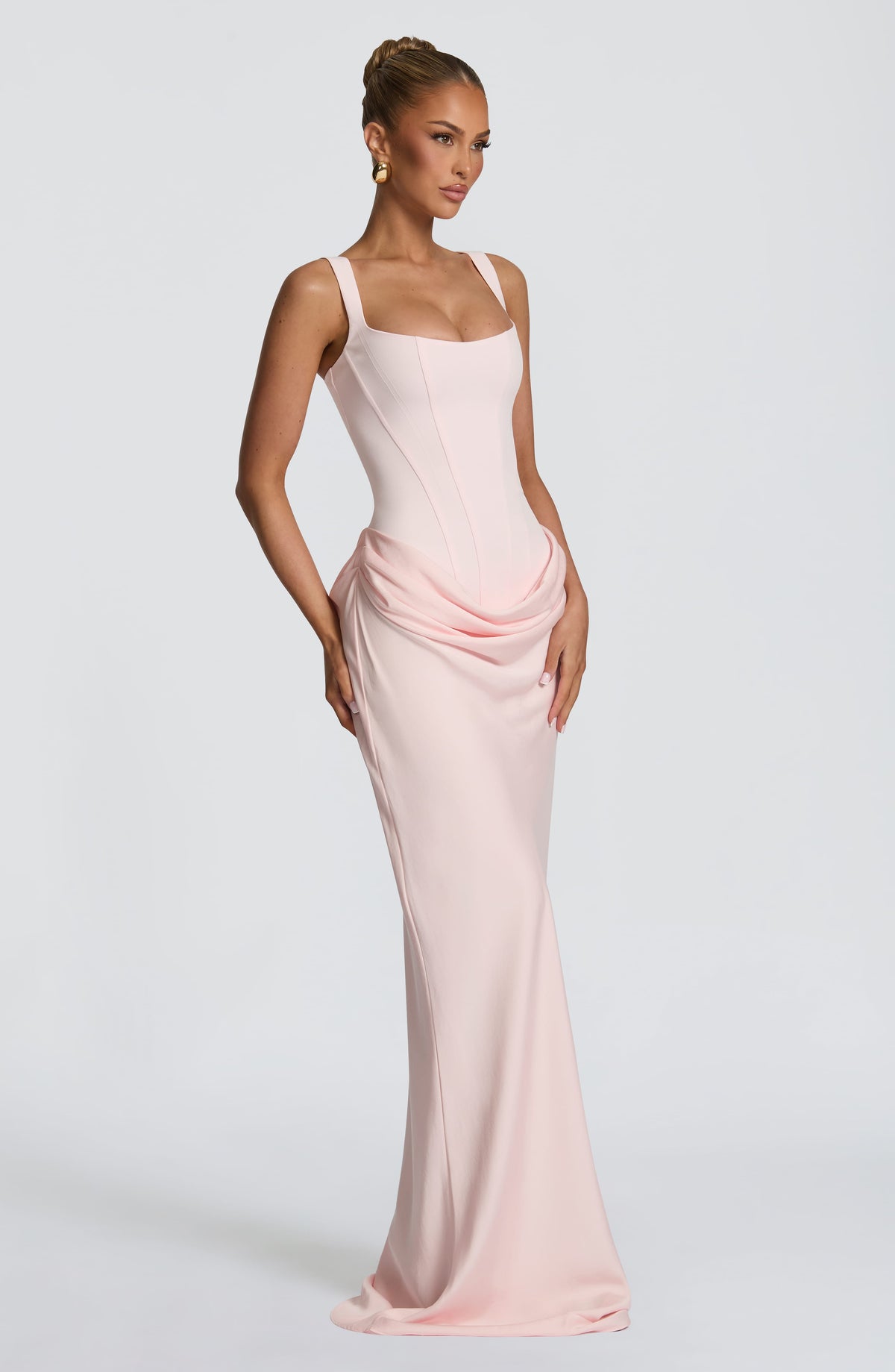Eliza | Women's Elegant Draped Square Neck Maxi Dress