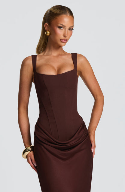 Eliza | Women's Elegant Draped Square Neck Maxi Dress