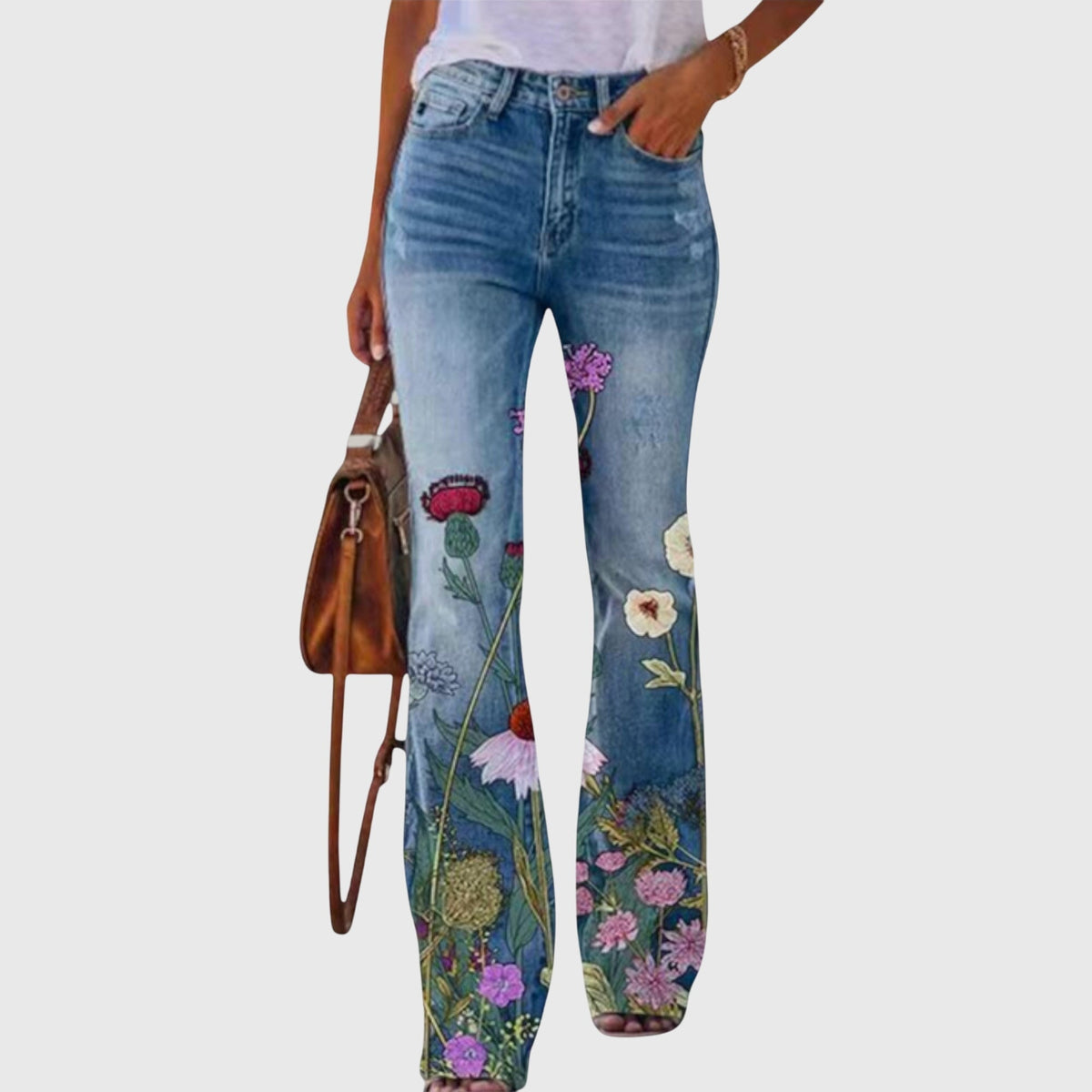 Arabella | Women's Floral Printed Flared Jeans