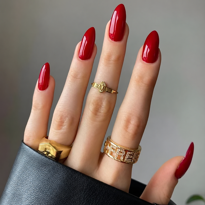 Arabella | Women's Red Cat Eye Press On Halloween Nails with Glossy Finish