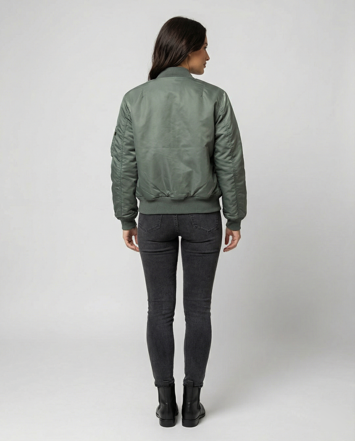 Elspeth | Women's Olive Zip-Up Bomber Jacket
