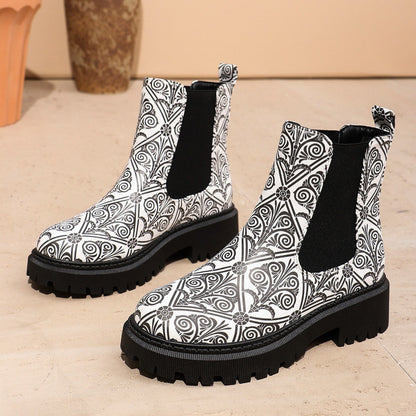 Emma | Women's Printed Chelsea Boots with Chunky Lug Sole