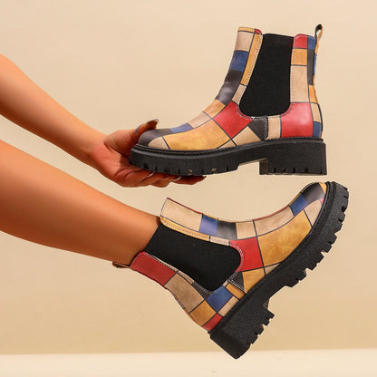 Emma | Women's Printed Chelsea Boots with Chunky Lug Sole