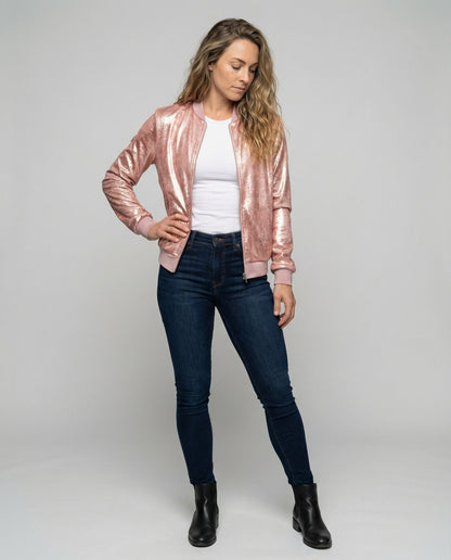 Emma | Women's Shimmering Glittering Bomber Jacket