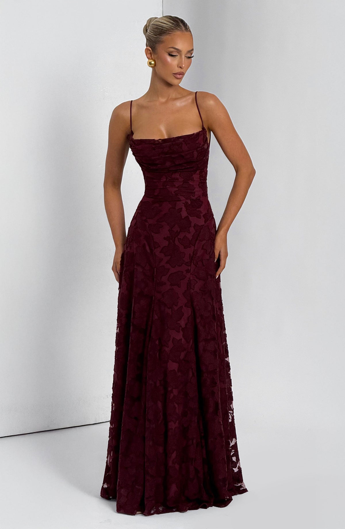 Lisa | Women's Floral Embroidered Lace Maxi Dress