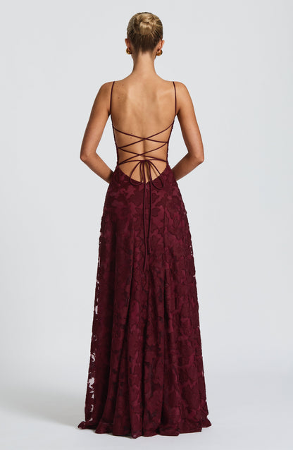 Lisa | Women's Floral Embroidered Lace Maxi Dress