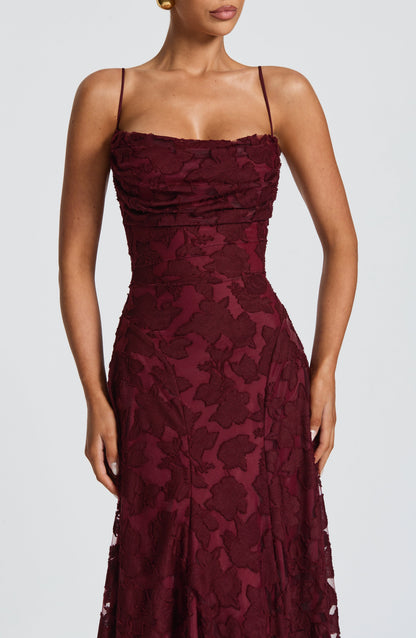 Lisa | Women's Floral Embroidered Lace Maxi Dress
