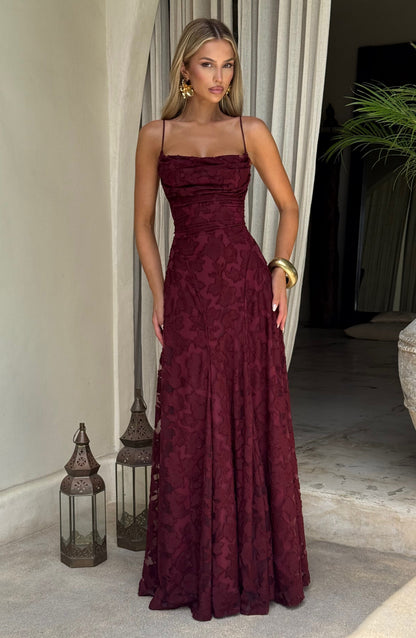 Lisa | Women's Floral Embroidered Lace Maxi Dress