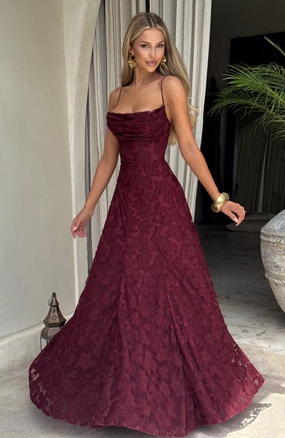 Lisa | Women's Floral Embroidered Lace Maxi Dress