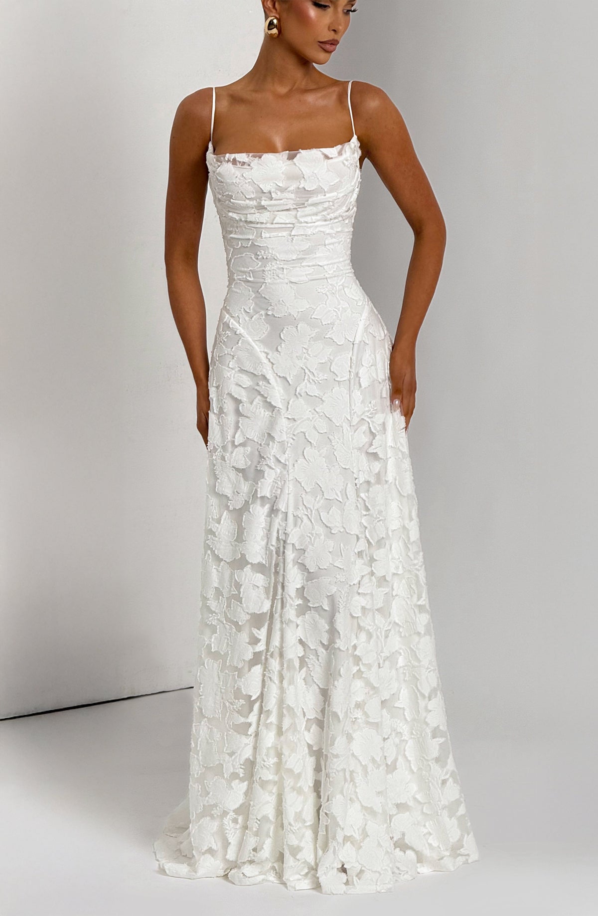 Lisa | Women's Floral Embroidered Lace Maxi Dress