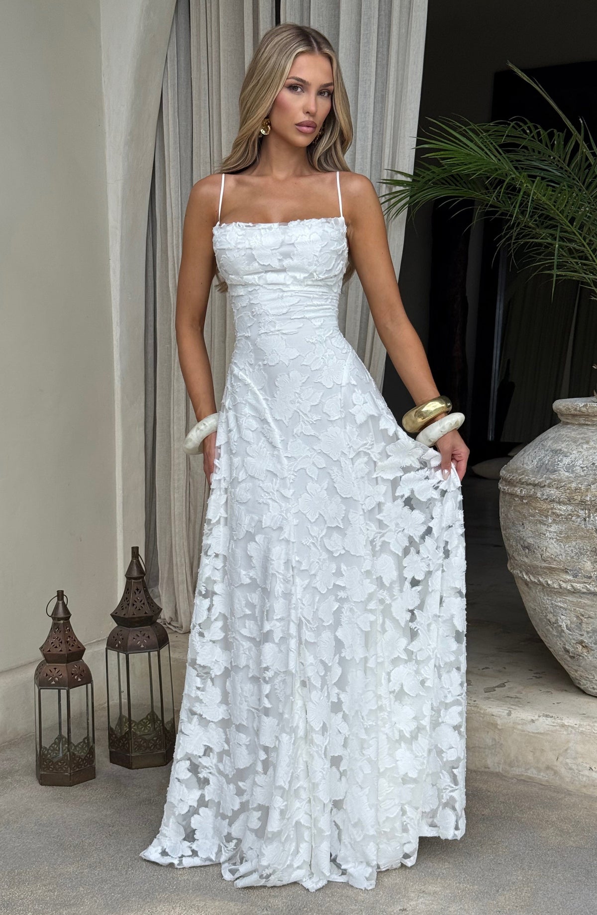 Lisa | Women's Floral Embroidered Lace Maxi Dress