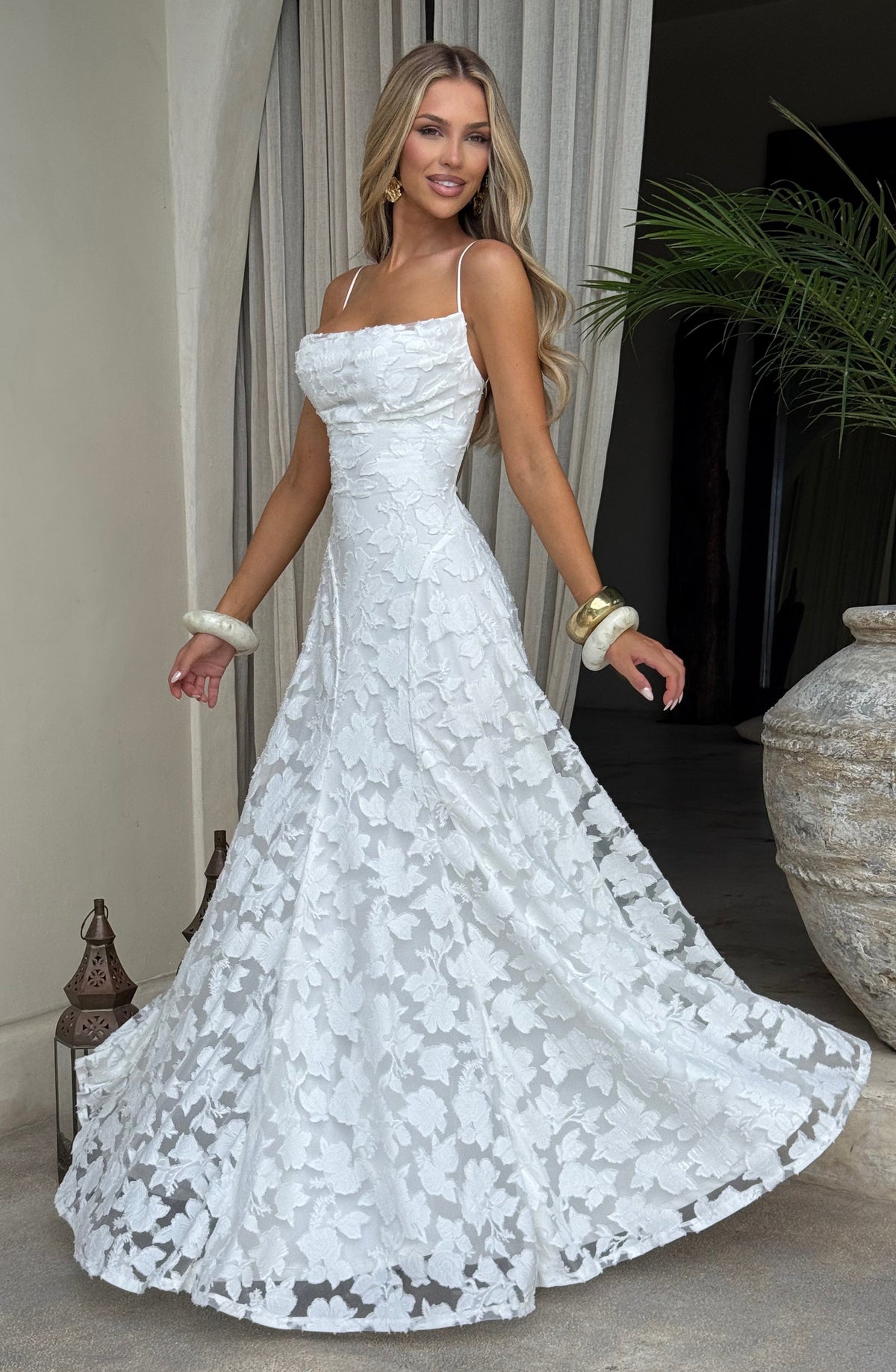 Lisa | Women's Floral Embroidered Lace Maxi Dress