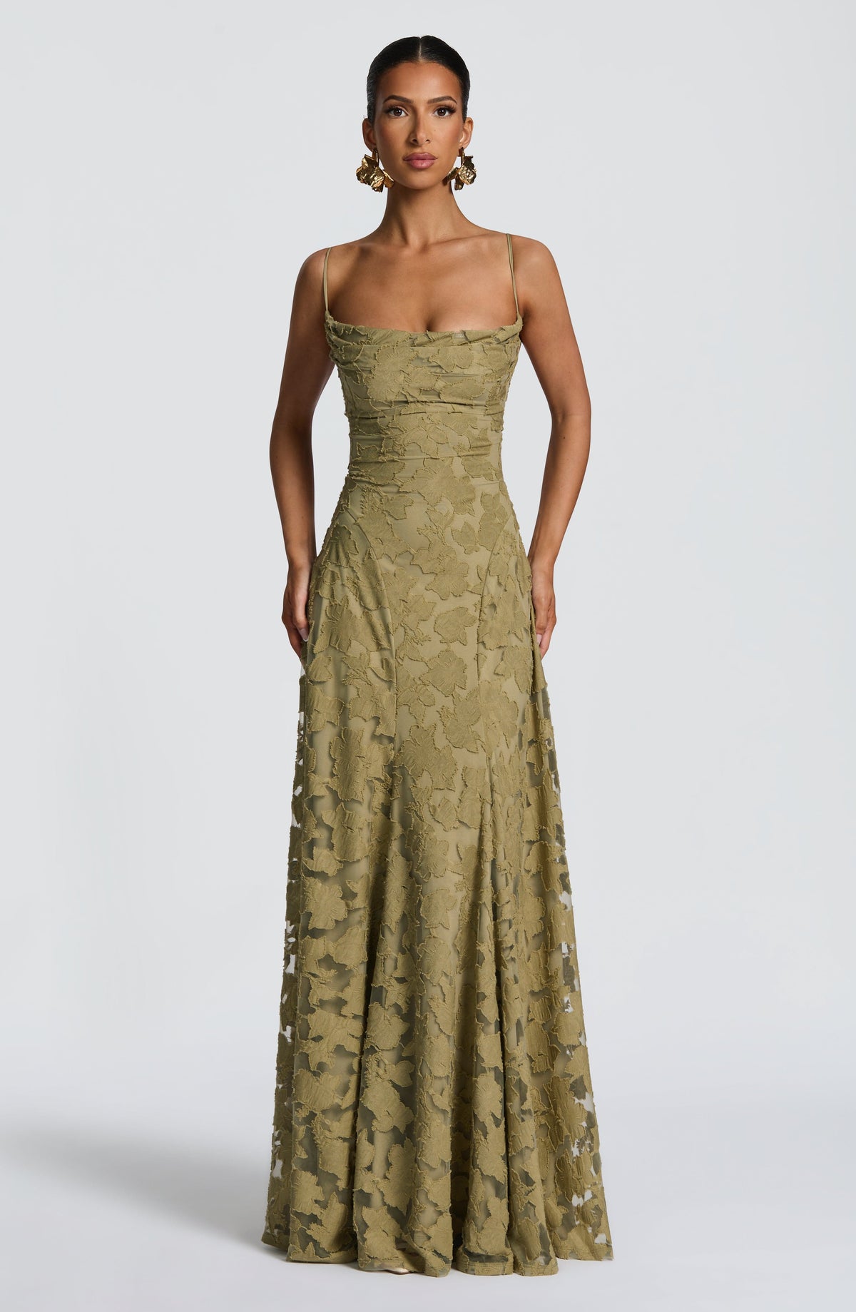 Lisa | Women's Floral Embroidered Lace Maxi Dress