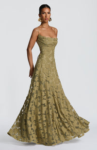 Lisa | Women's Floral Embroidered Lace Maxi Dress