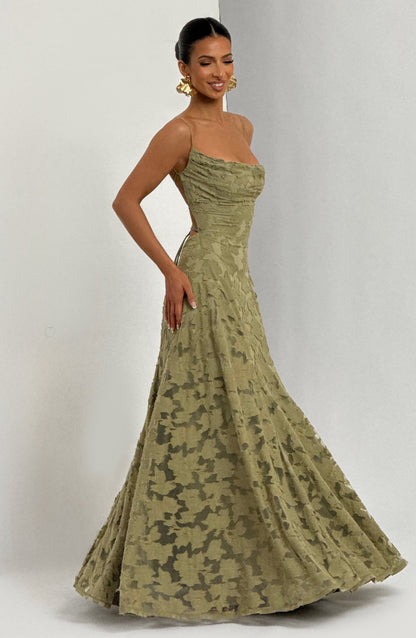 Lisa | Women's Floral Embroidered Lace Maxi Dress