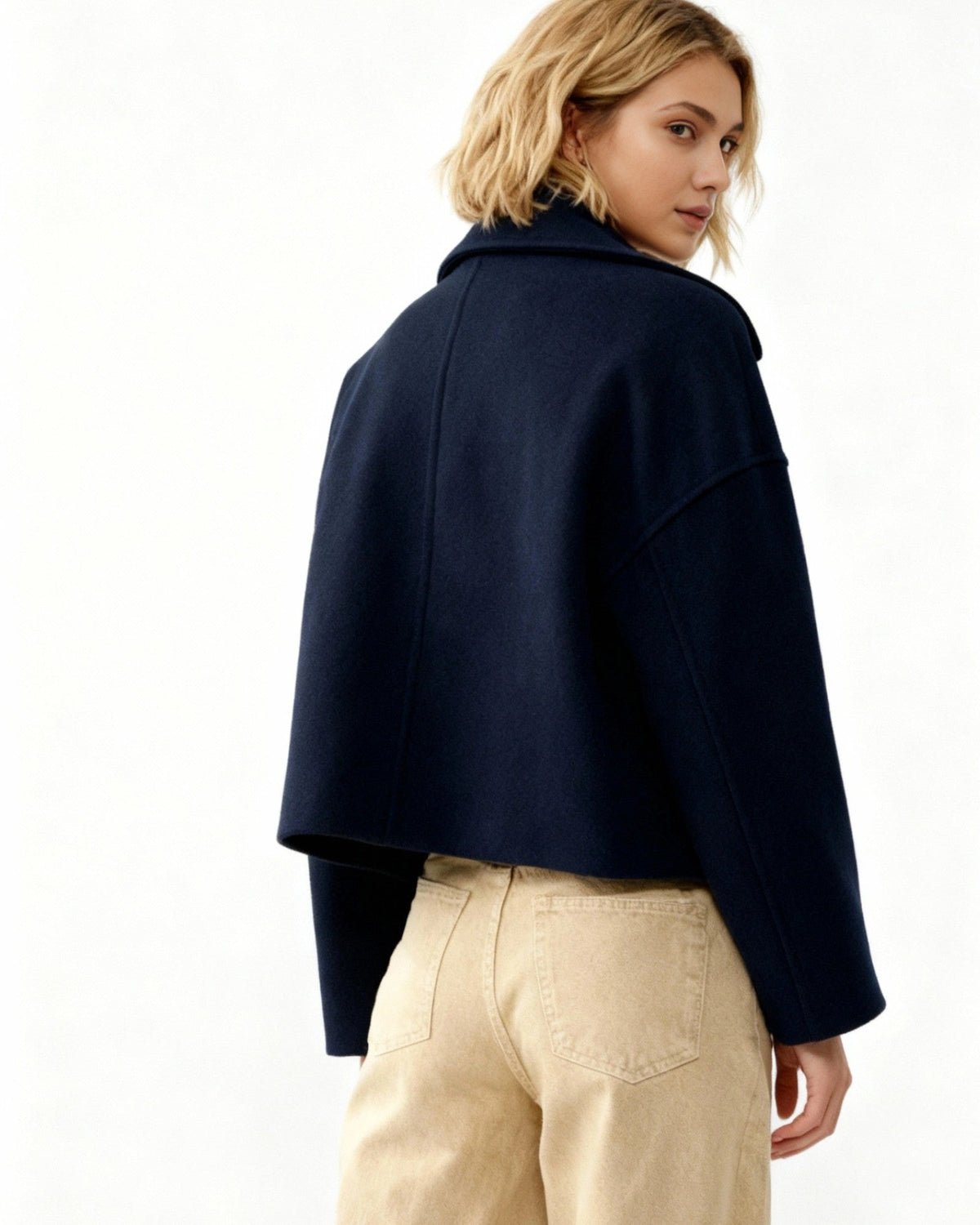 Grace | Women's Cropped Double-Breasted Short Winter Coat with Buttons