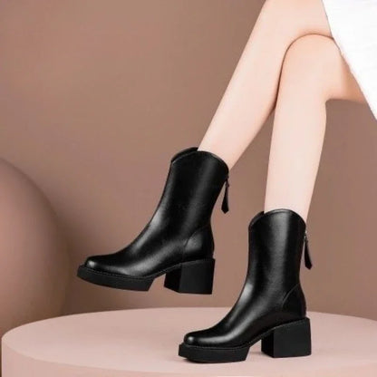 Hayley | Women's Platform Block Heel Vegan Leather Ankle Chelsea Boots