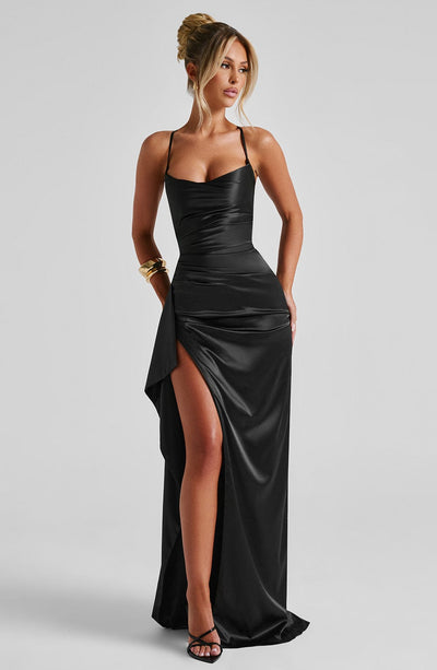 Sophia | Women's Evening Satin High-Slit Dress