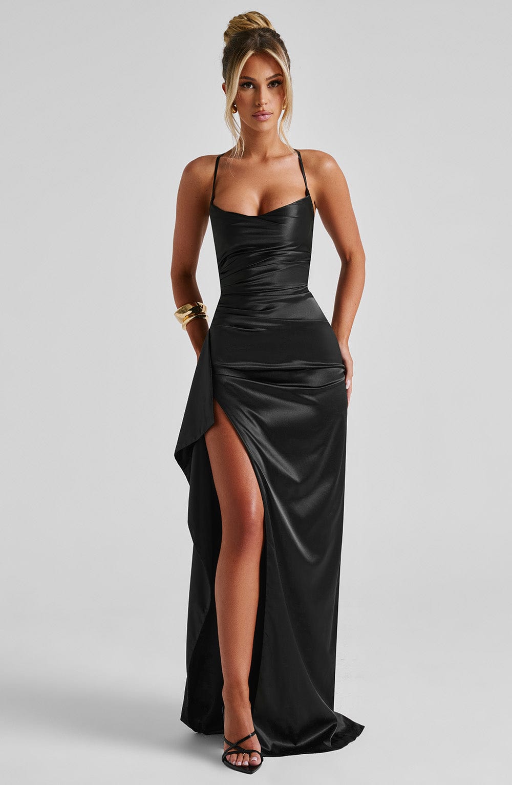 Sophia | Women's Evening Satin High-Slit Dress