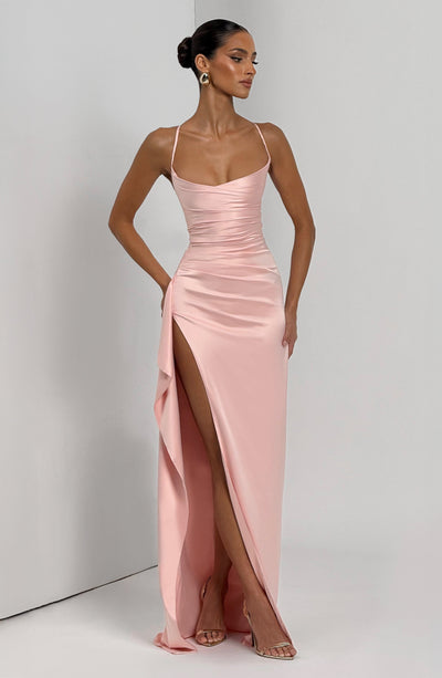 Sophia | Women's Evening Satin High-Slit Dress