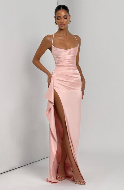 Sophia | Women's Evening Satin High-Slit Dress