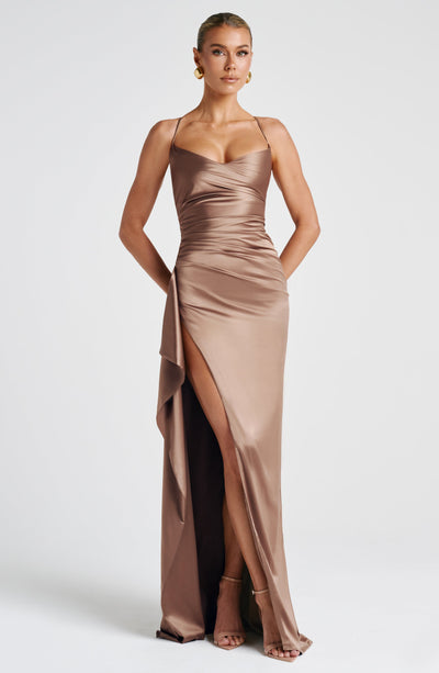 Sophia | Women's Evening Satin High-Slit Dress