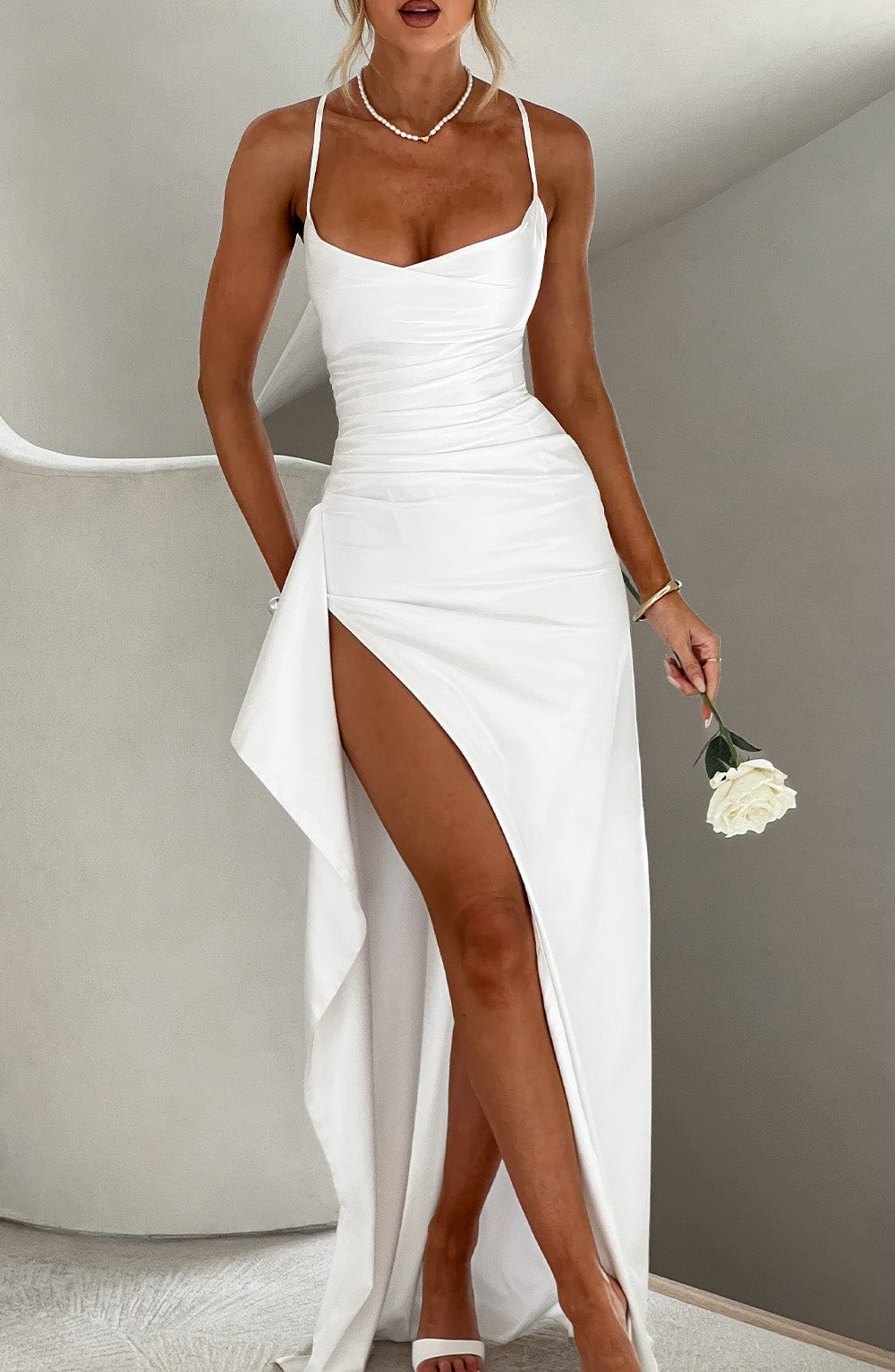 Sophia | Women's Evening Satin High-Slit Dress